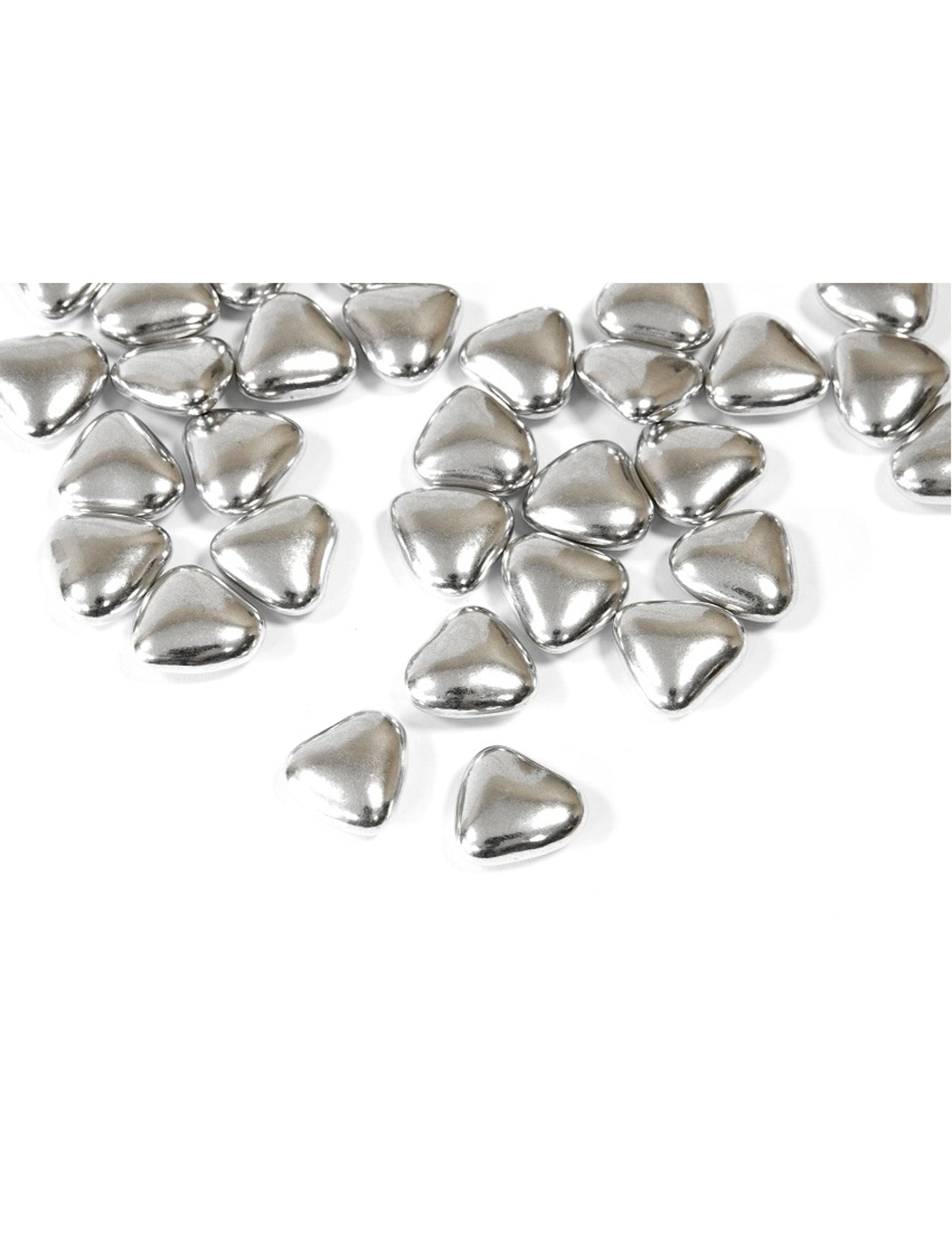 Mini čokoladna srčka v srebrni barvi, 250 g 1,5 cm