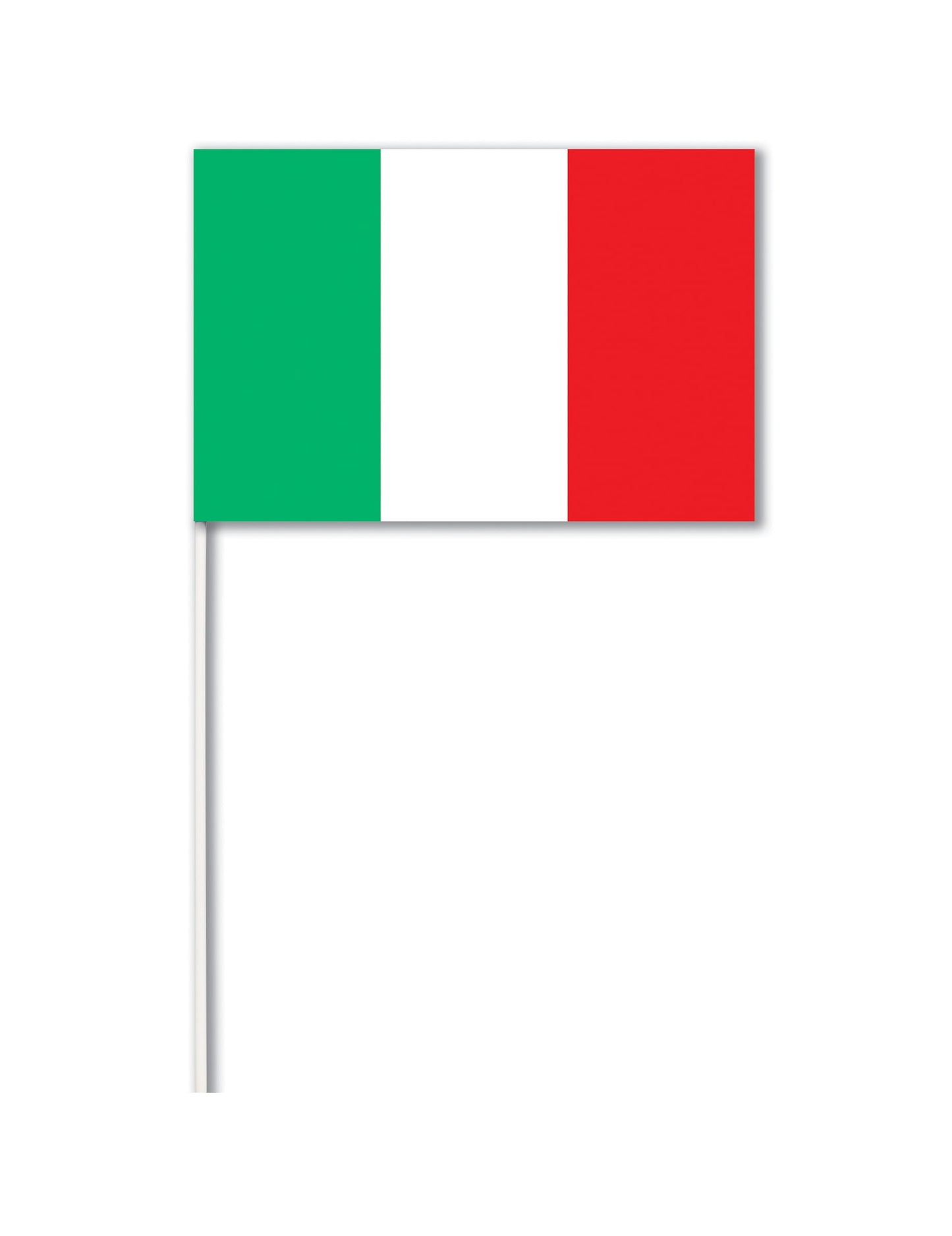 Drapeau papier Italie pour supporter vert blanc rouge avec tige