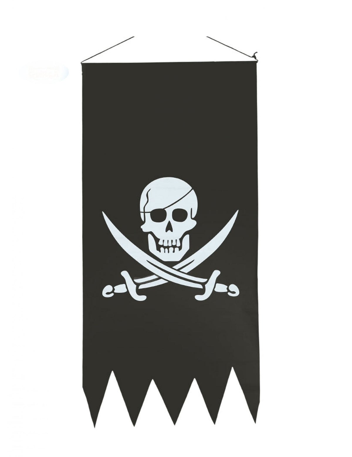 Drapeau pirate tête de mort pour fête noir et blanc avec sabres croisés