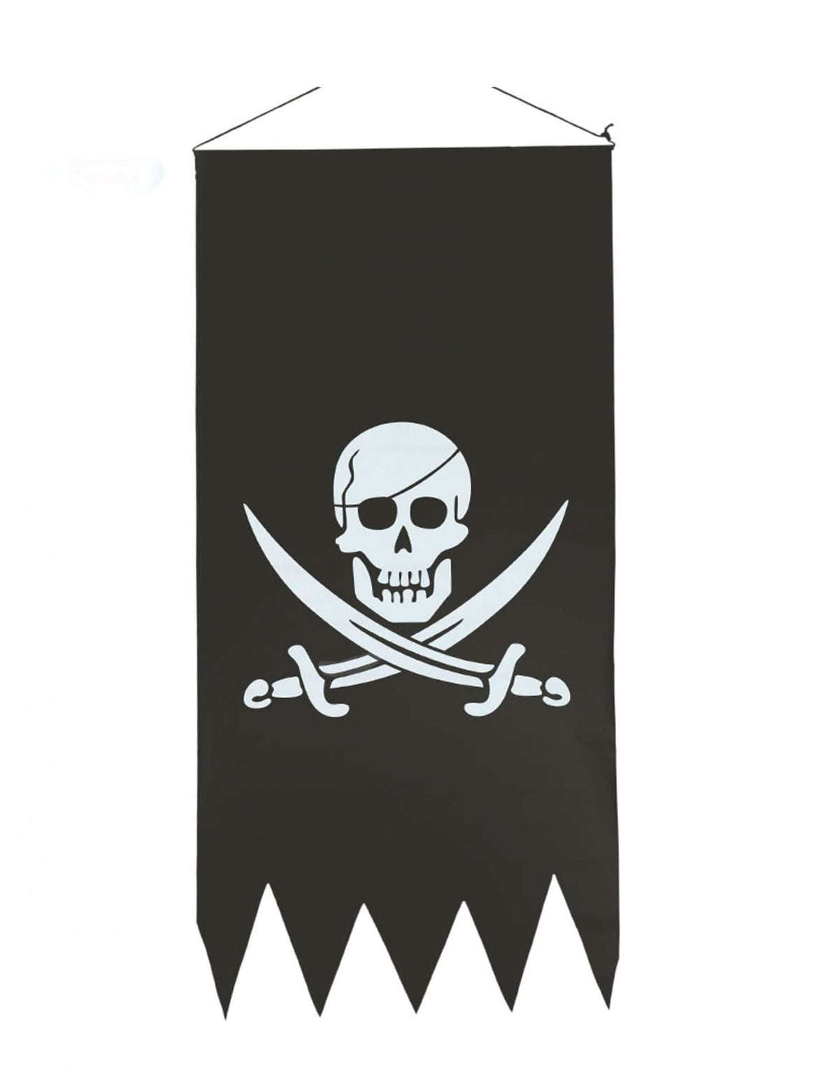Piratska zastava z lobanjo za zabavo črno in belo s prekrižanimi sabljami