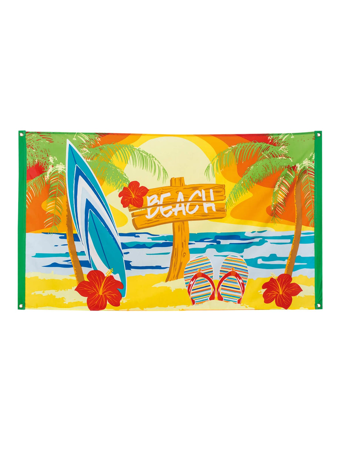 Plaža zastava za zabavno dekoracijo pisano z desko za deskanje in palmami