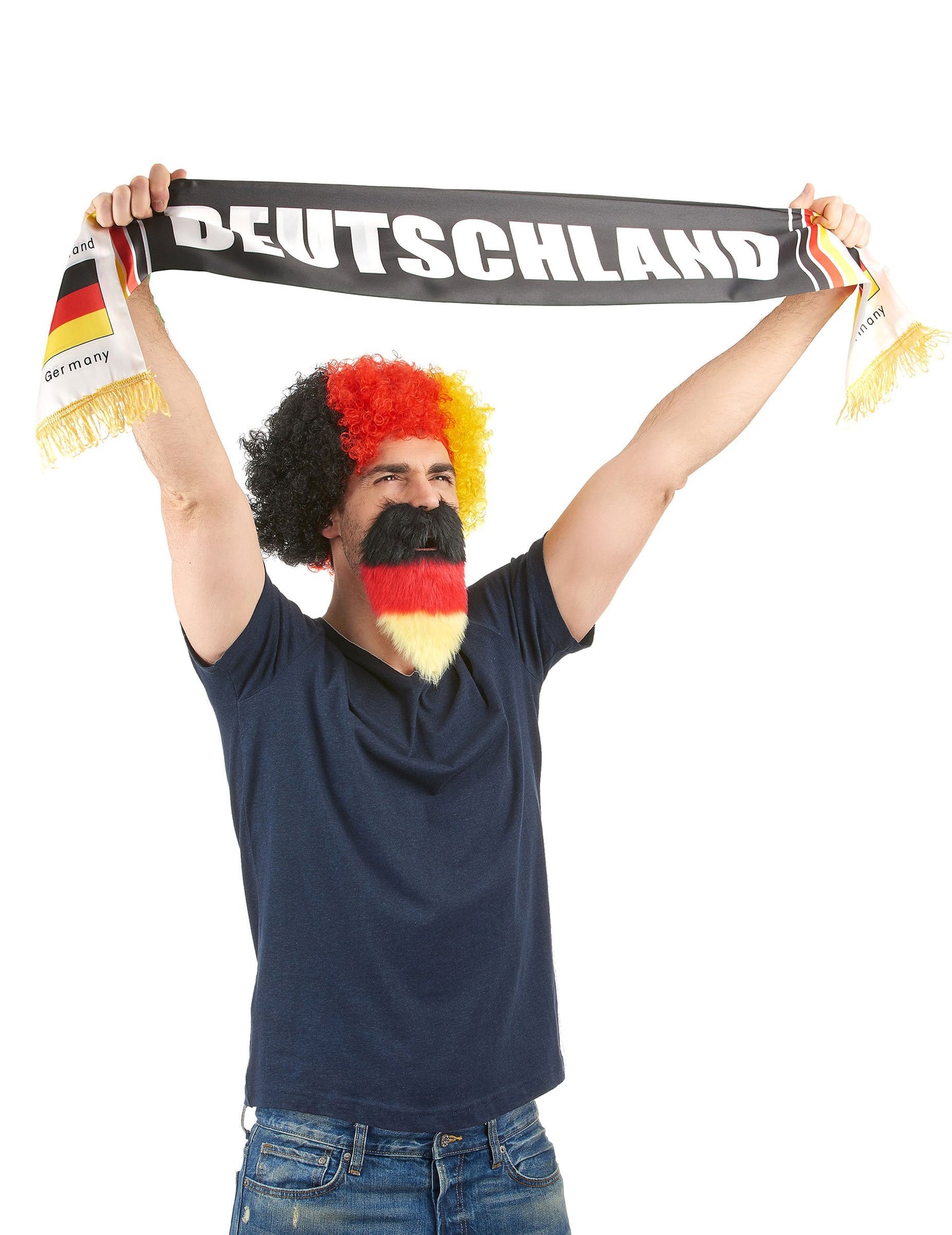 Écharpe brandie à bout de bras par un supporter de l'Echarpe Allemagne