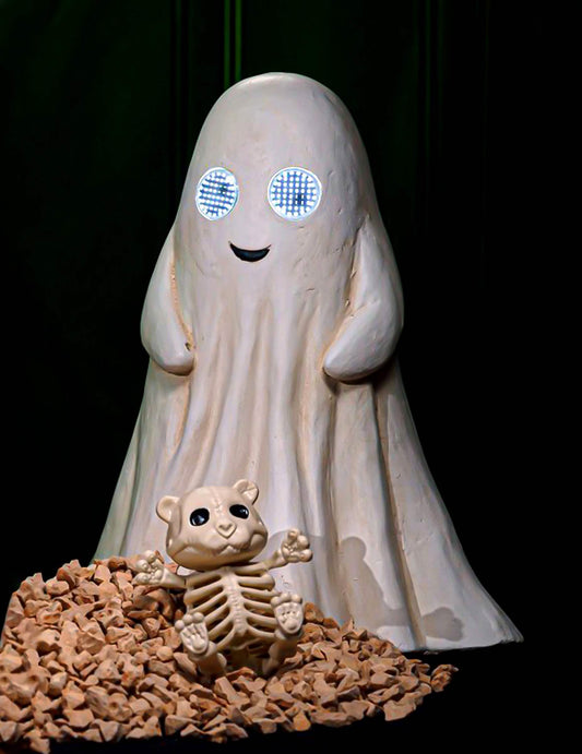 Okrasni duh Summerween iz magnezija z animiranimi LED-očmi 34,5 x 24 x 42 cm