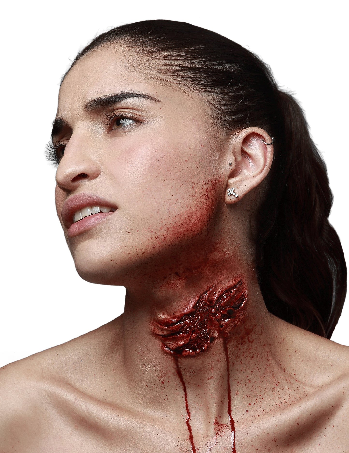 Fausse blessure morsure de zombie pour adulte rouge et sanglante