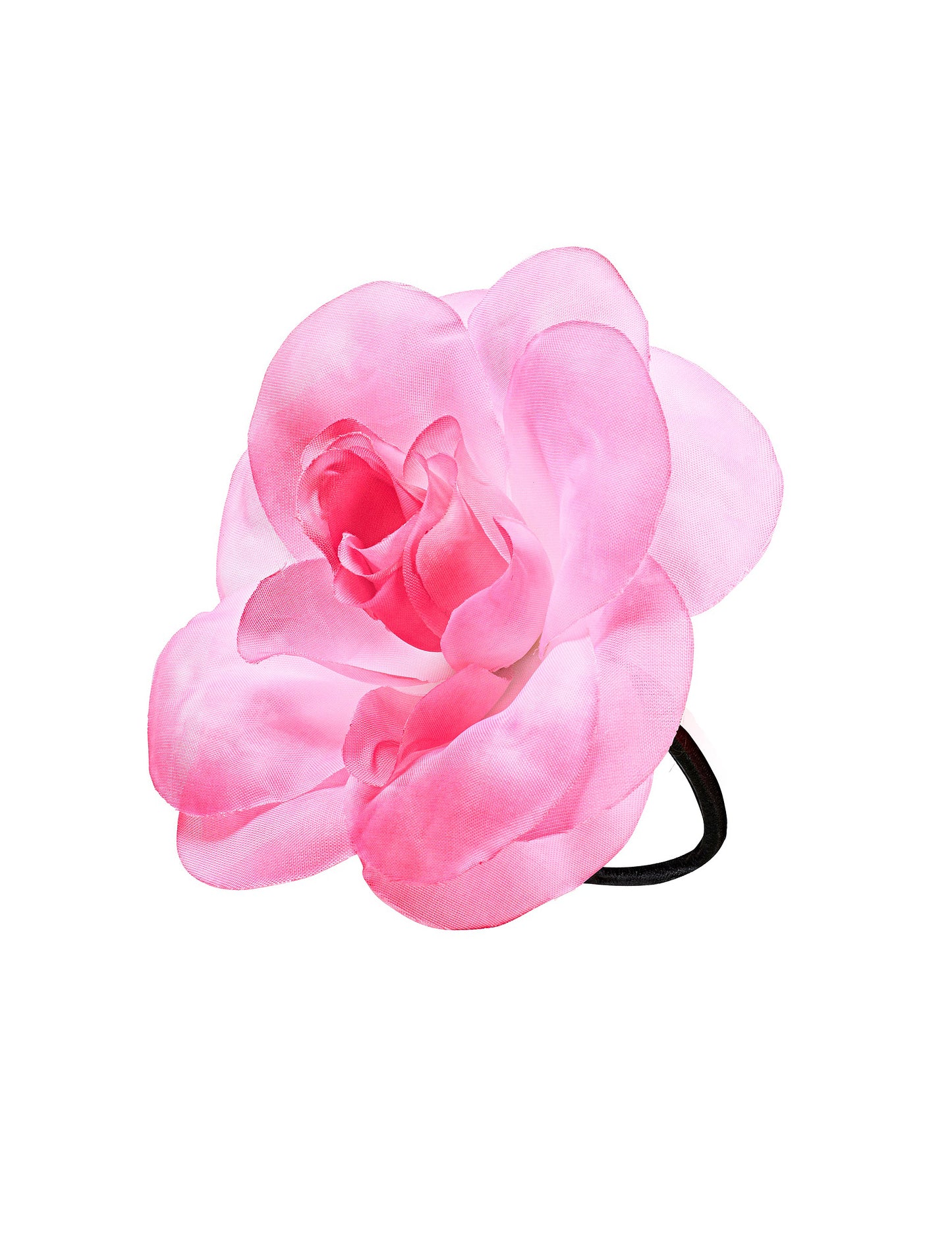 Fleur rose avec élastique pour cheveux