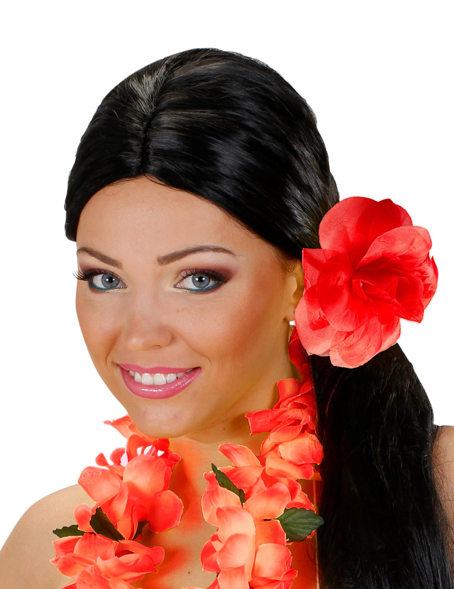 Fleur rouge avec élastique pour cheveux