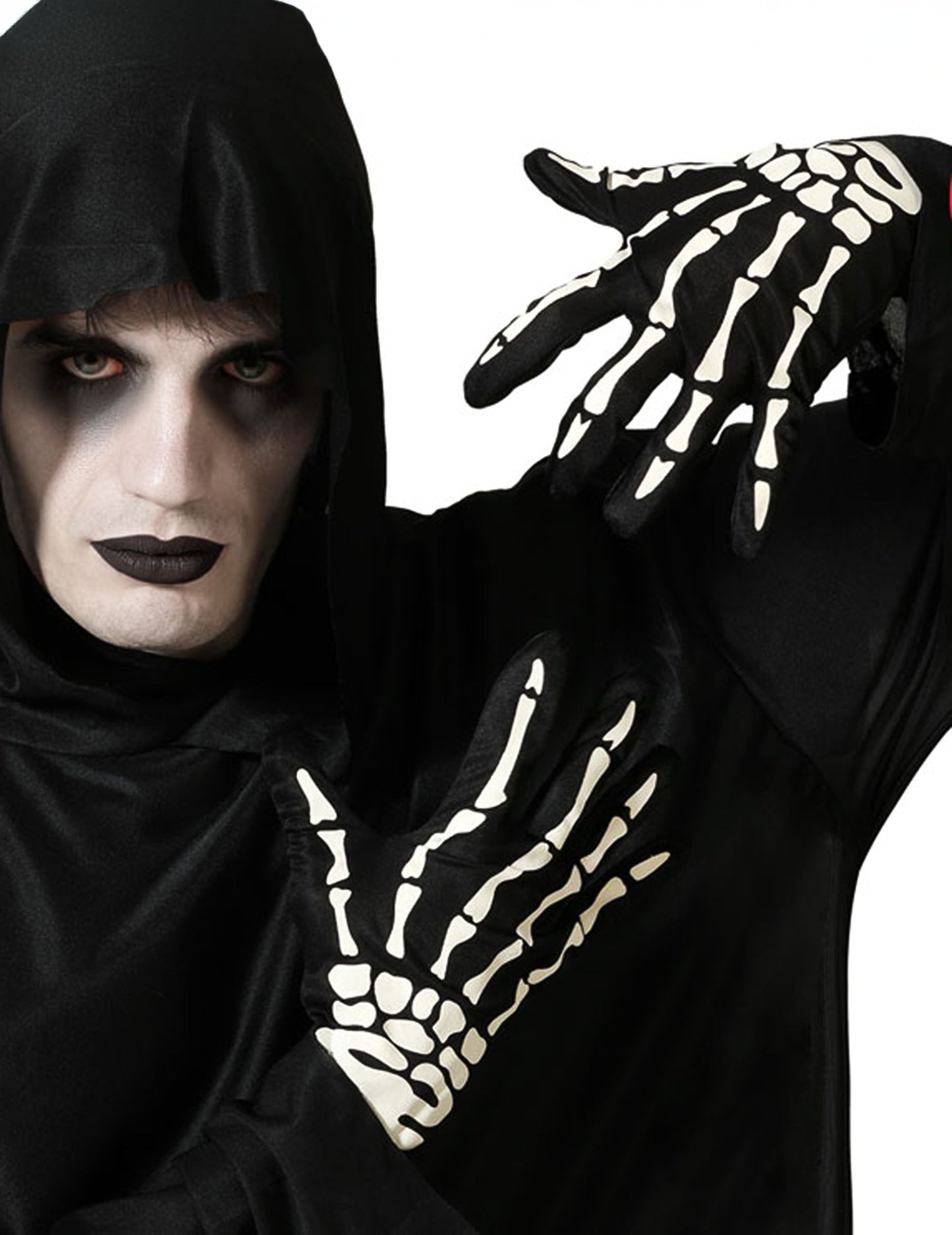 Velike črno -bele skeletne rokavice za odrasle