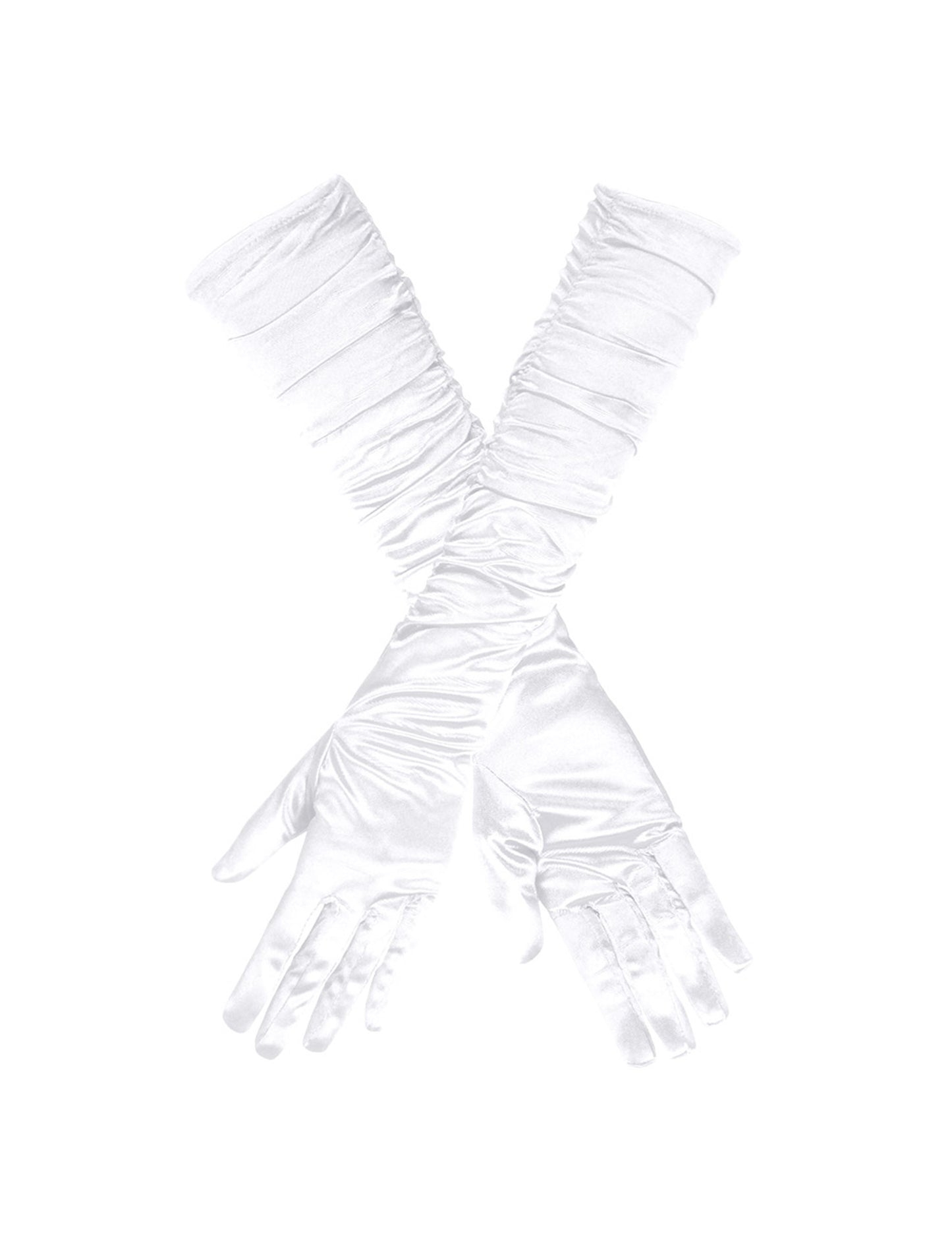 Vue à plat des gants longs satinés pour femme