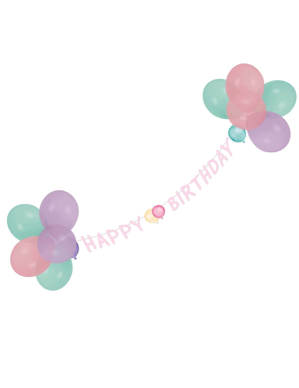 Girlanda z baloni Happy Birthday za pastelno zabavo