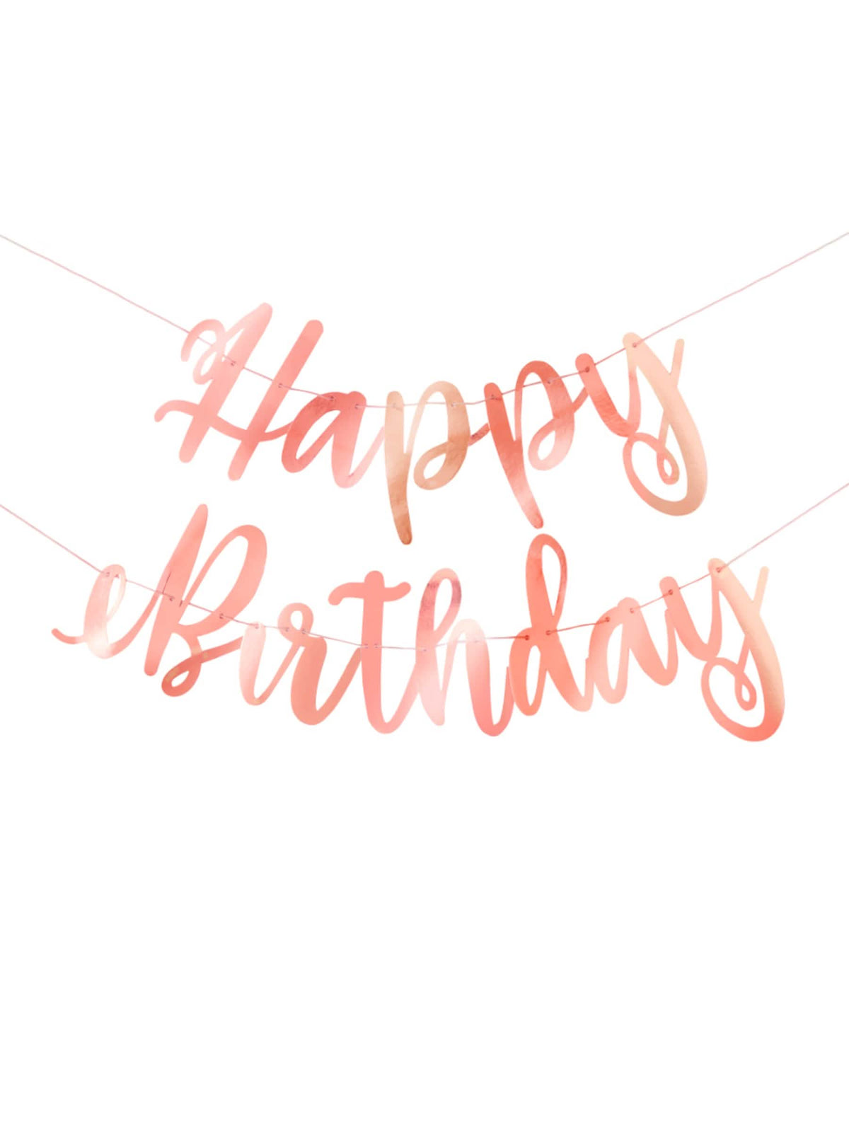 Kartonska girlanda happy birthday za rojstni dan v rožnato zlati kovinski barvi