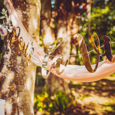 Kartonska girlanda za vse življenje, rožnato zlato, 1,20 m, poročna dekoracija