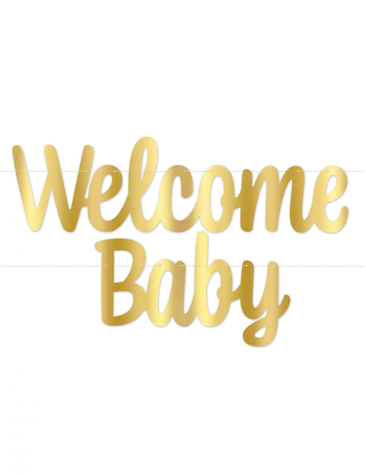 Kartonska girlanda Welcome Baby za baby shower, zlata