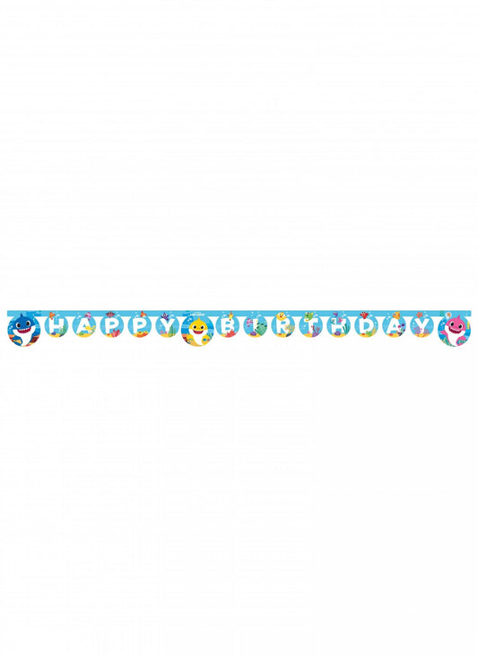 Vue d'ensemble de la guirlande en papier Happy Birthday Baby Shark