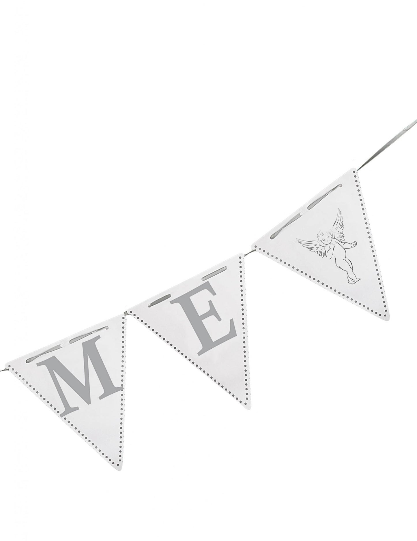 Girlanda z zastavicami za krst, 6 metrov, bela in srebrna