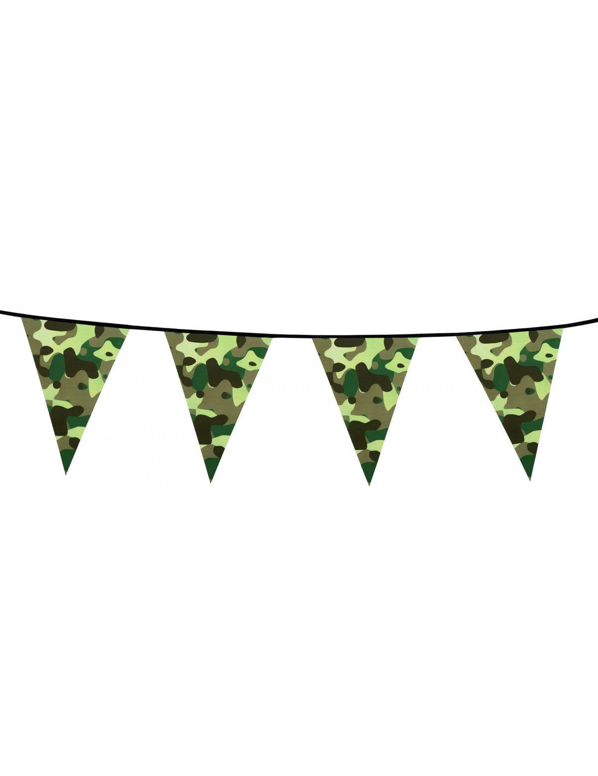 Papirnata girlanda z zastavicami Camouflage za zabavo 6 m zelena in rjava