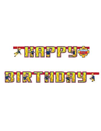Viseča dekoracija Happy Birthday Sam Pomočnik gasilec za otrok rumena in rdeča