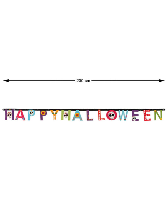 Dimensions de la guirlande Happy Halloween Dia de los Muertos