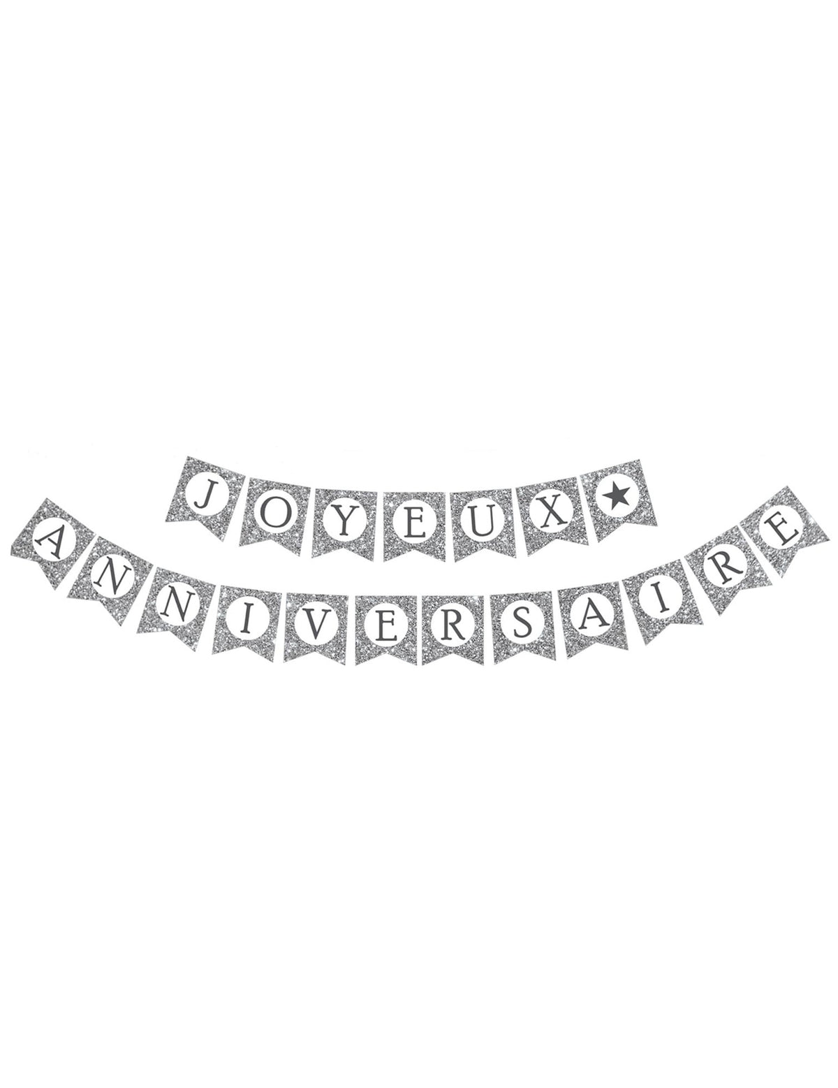 Guirlande Joyeux Anniversaire pour fête argent pailletée