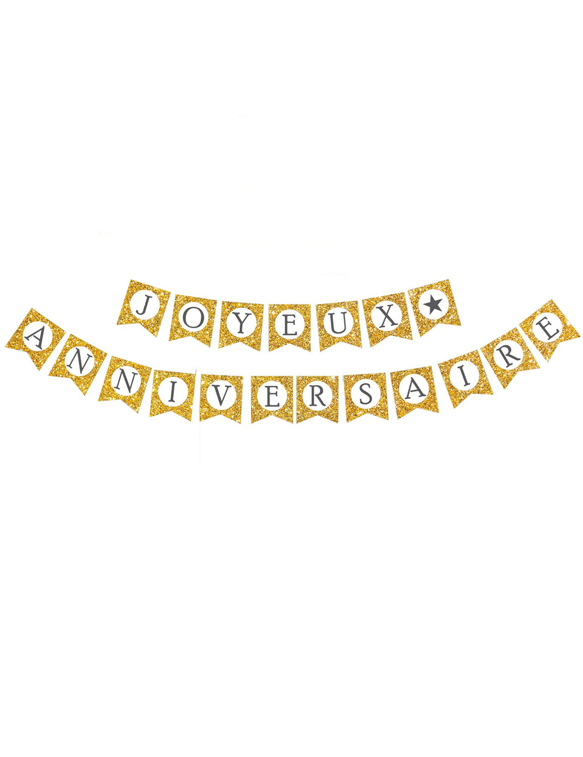 Guirlande Joyeux Anniversaire pour décoration de fête or pailletée