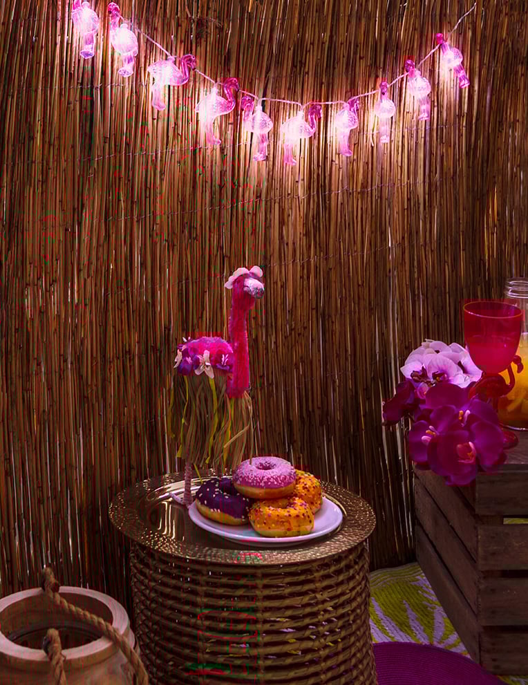 Flamska lahka garland roza 140 cm