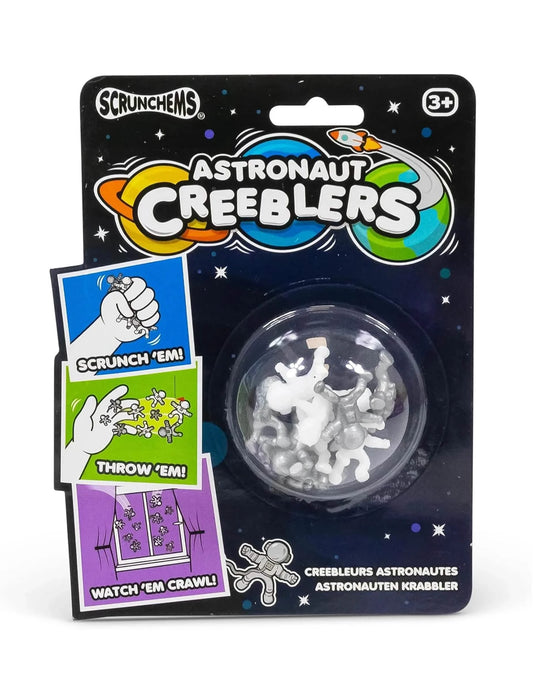 Vue de l'emballage des jouets astronautes adhérents Creeblers