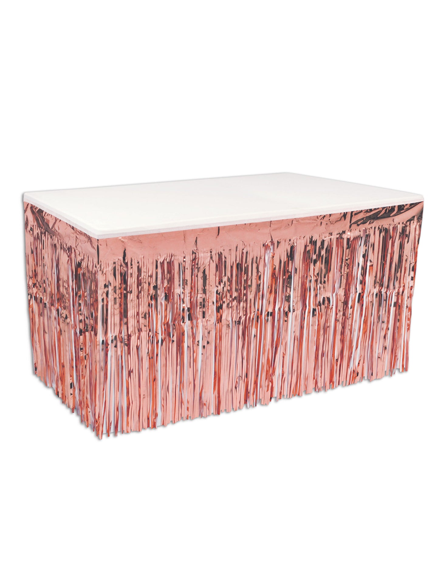 Plastično namizno krilo rožnato zlate barve z resicami 76 cm x 4,2 m