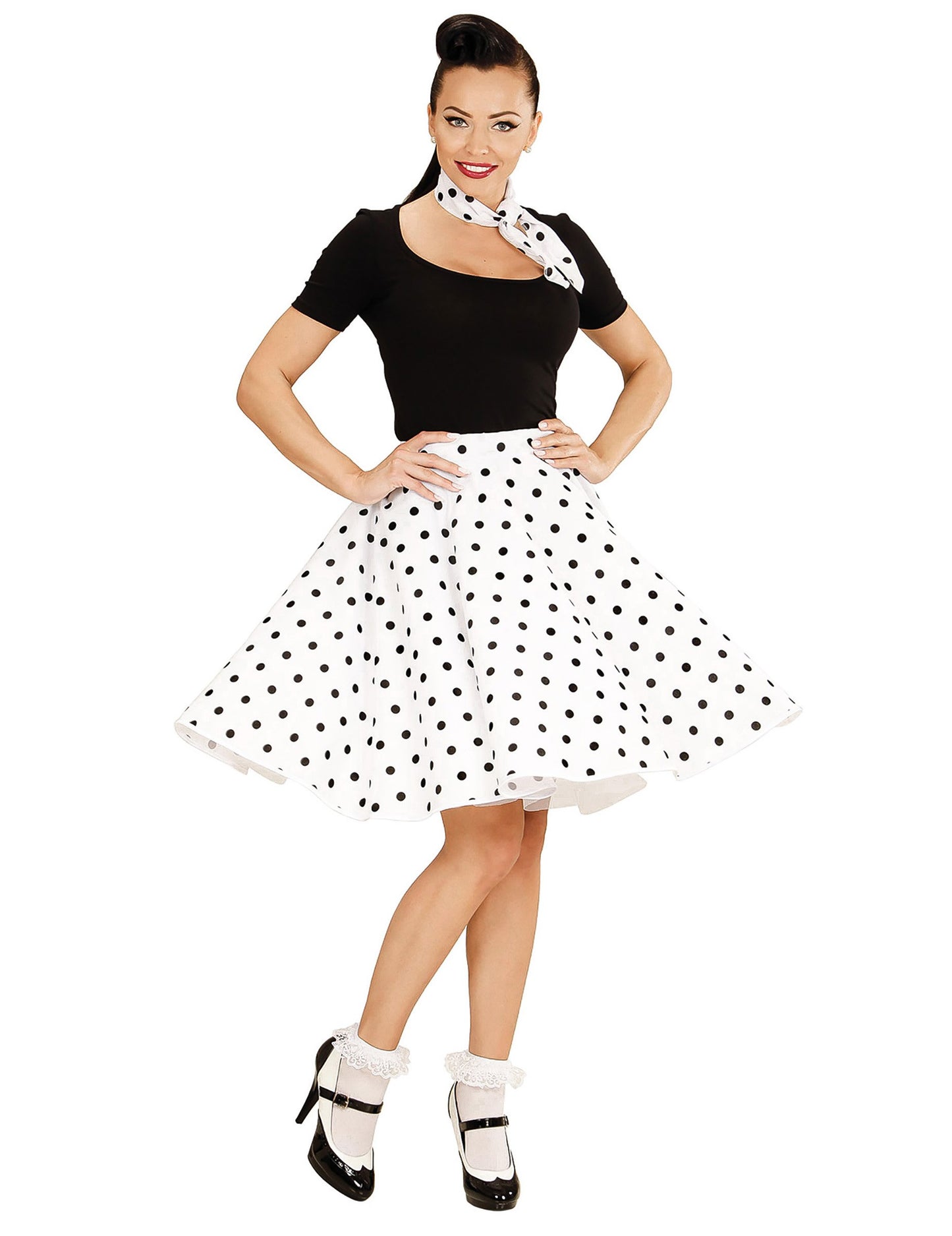 Belo krilo in šal za žensko iz petdesetih let