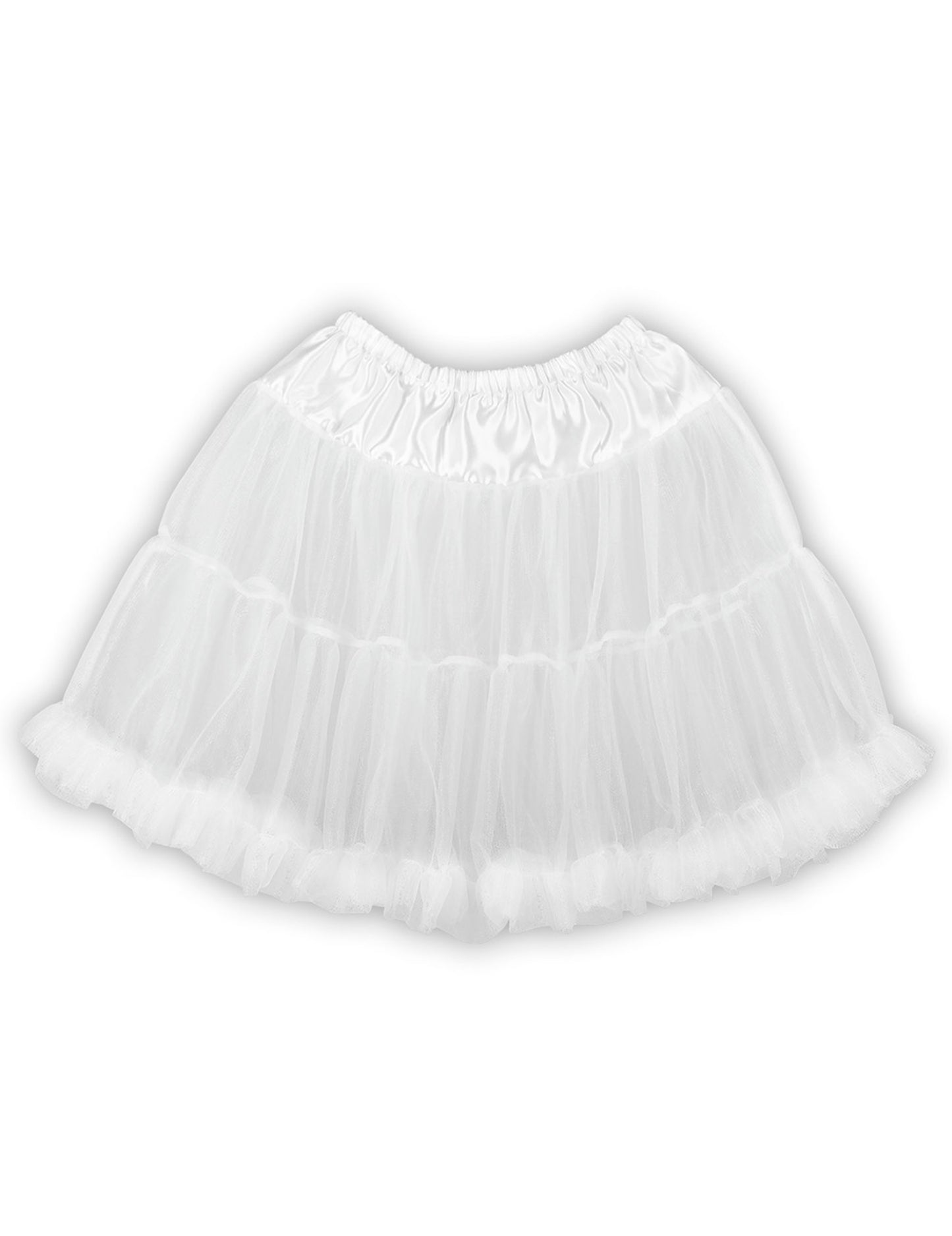 Celostni ravni prikaz bele ženske srednje dolge podkrilne suknje