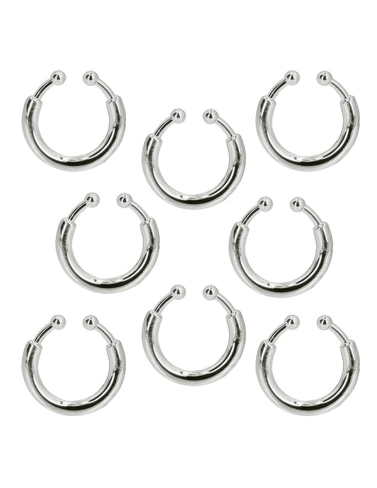 Détail des 8 anneaux du kit de 8 piercings style punk