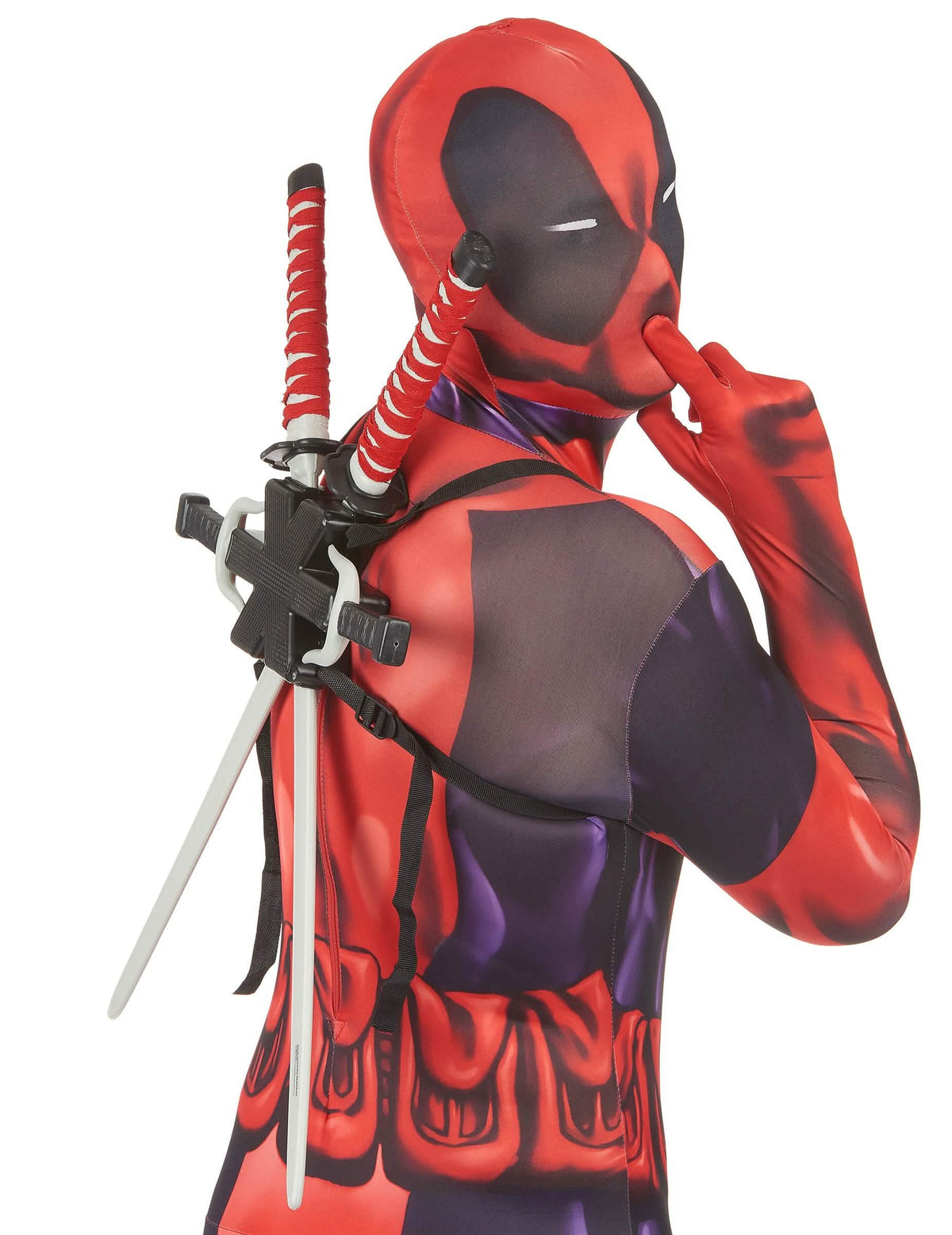 Pogled od zadaj na pas in katane kompleta dodatki Deadpool™