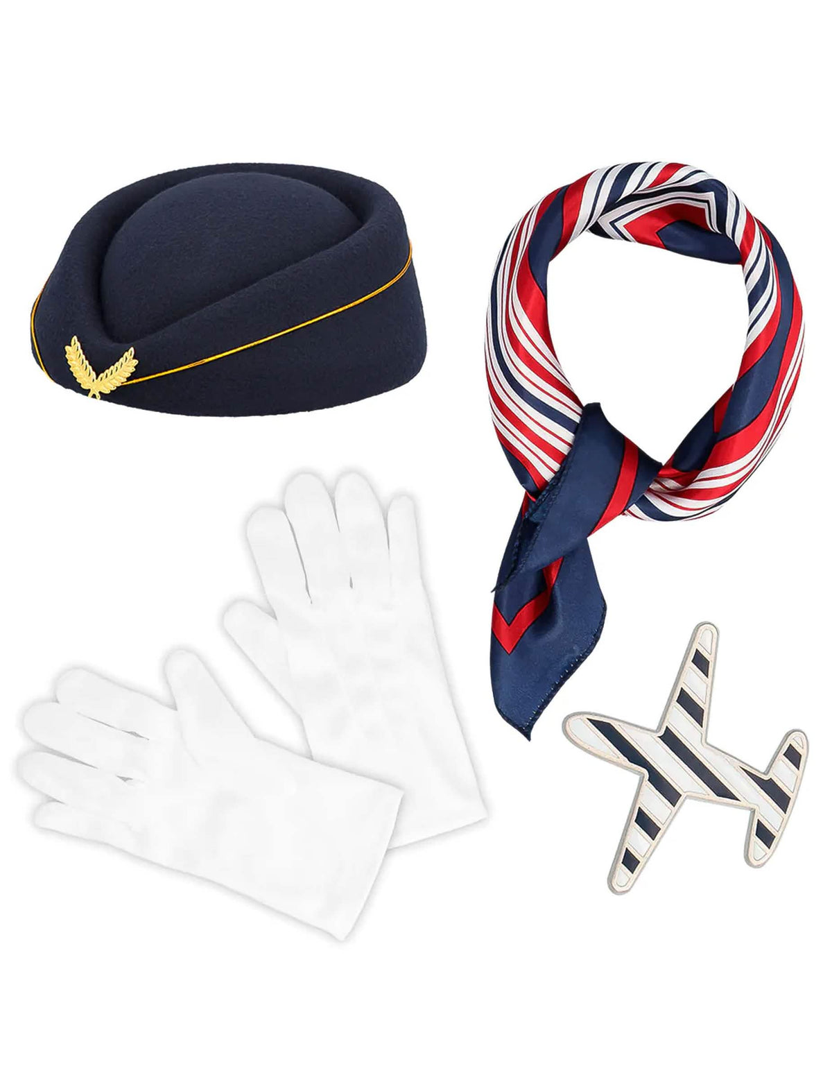 Vue d'ensemble des accessoires du kit accessoires hôtesse de l'air