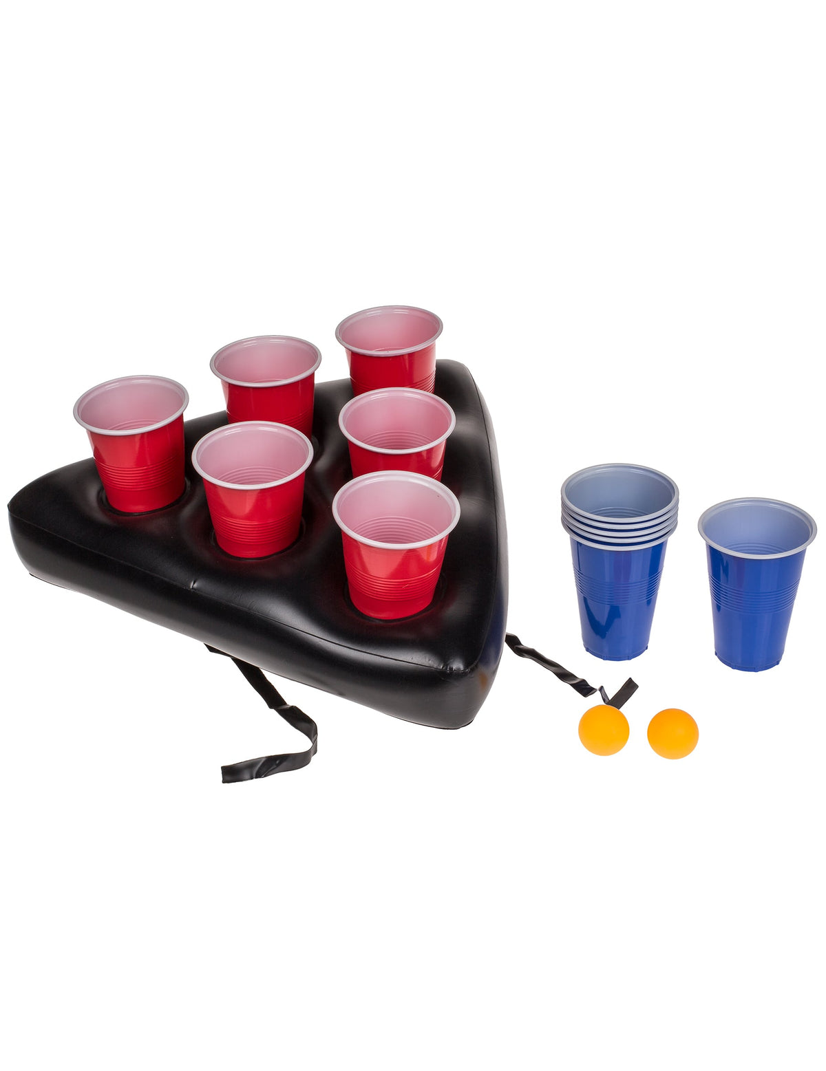 Détail de la base et des accessoires du kit beerpong gonflable pour 2 personnes