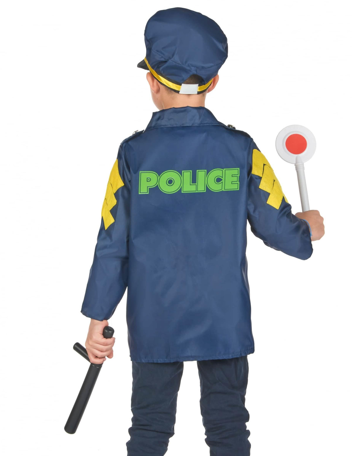 Otroški policijski kostum in dodatki modra s kapo in palico