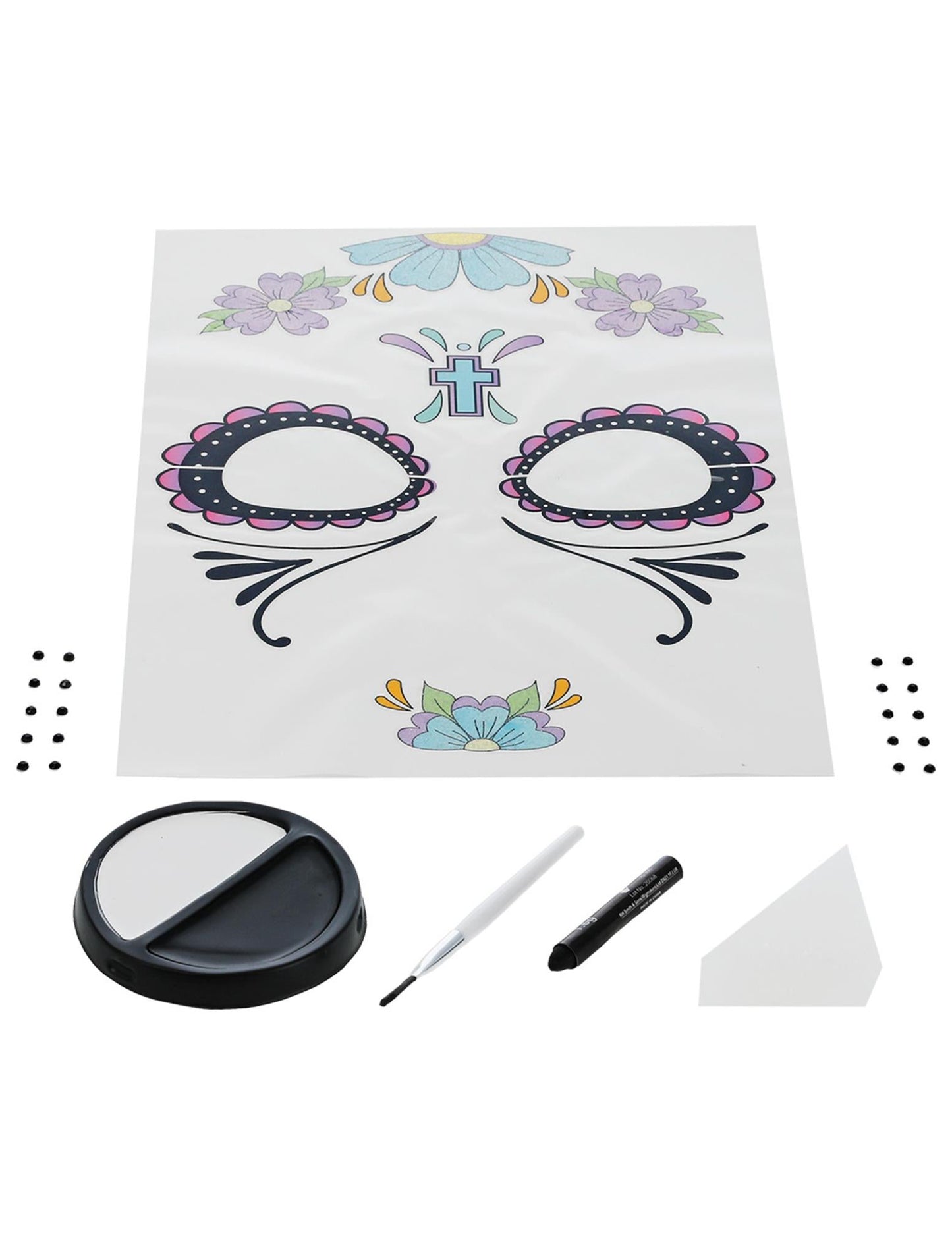 Komplet ličila modre cvetje ženska dia de los muertos