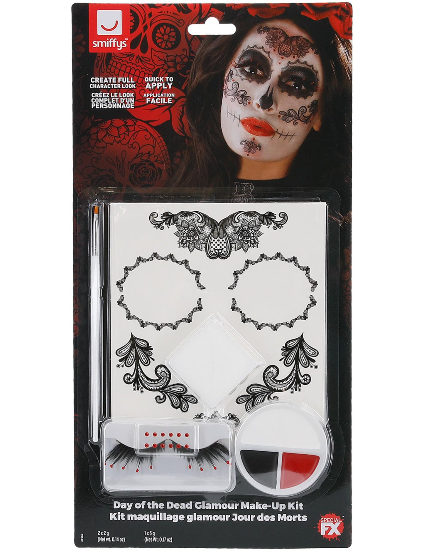 Glamour Makeup Kit z lažnimi trepalnicami in nakitom Dia de los Muertos