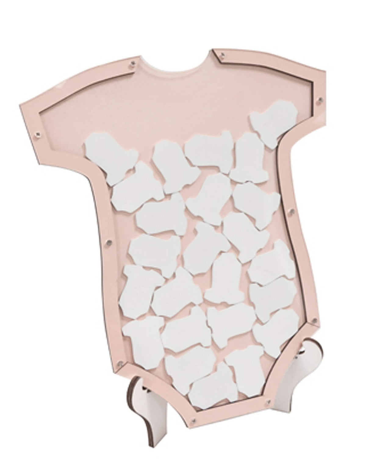 Leseni okvir za vpisovanje spominov za baby shower za dojenček roza iz lesa s 24 kosi
