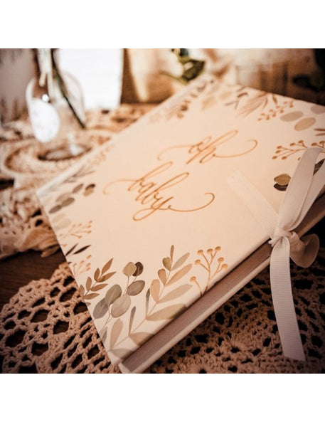 Zlata knjiga Oh Baby Eucalyptus Metal and Gold 22 x 19 cm