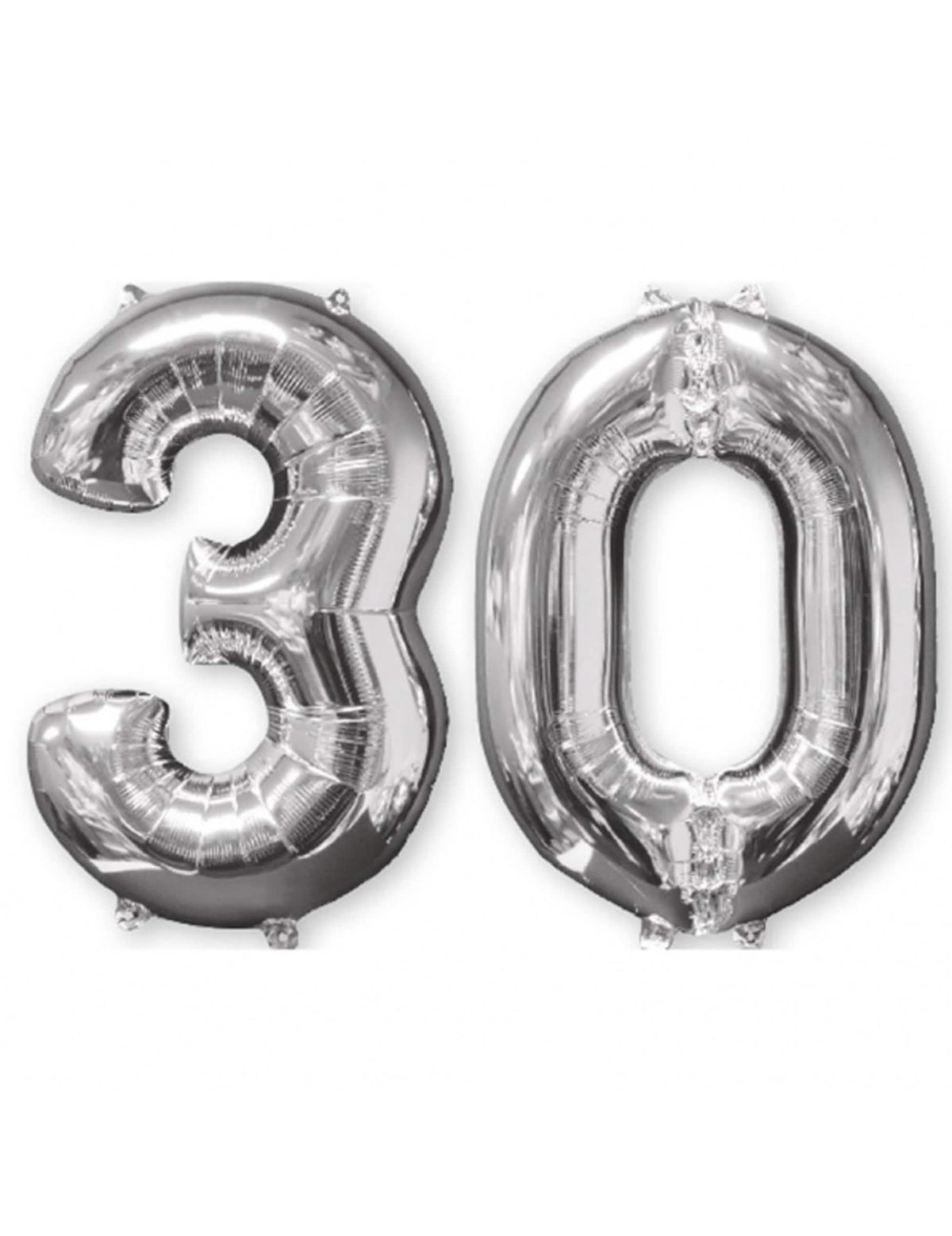 2-delni komplet aluminijastih balonov številka 30 srebrna