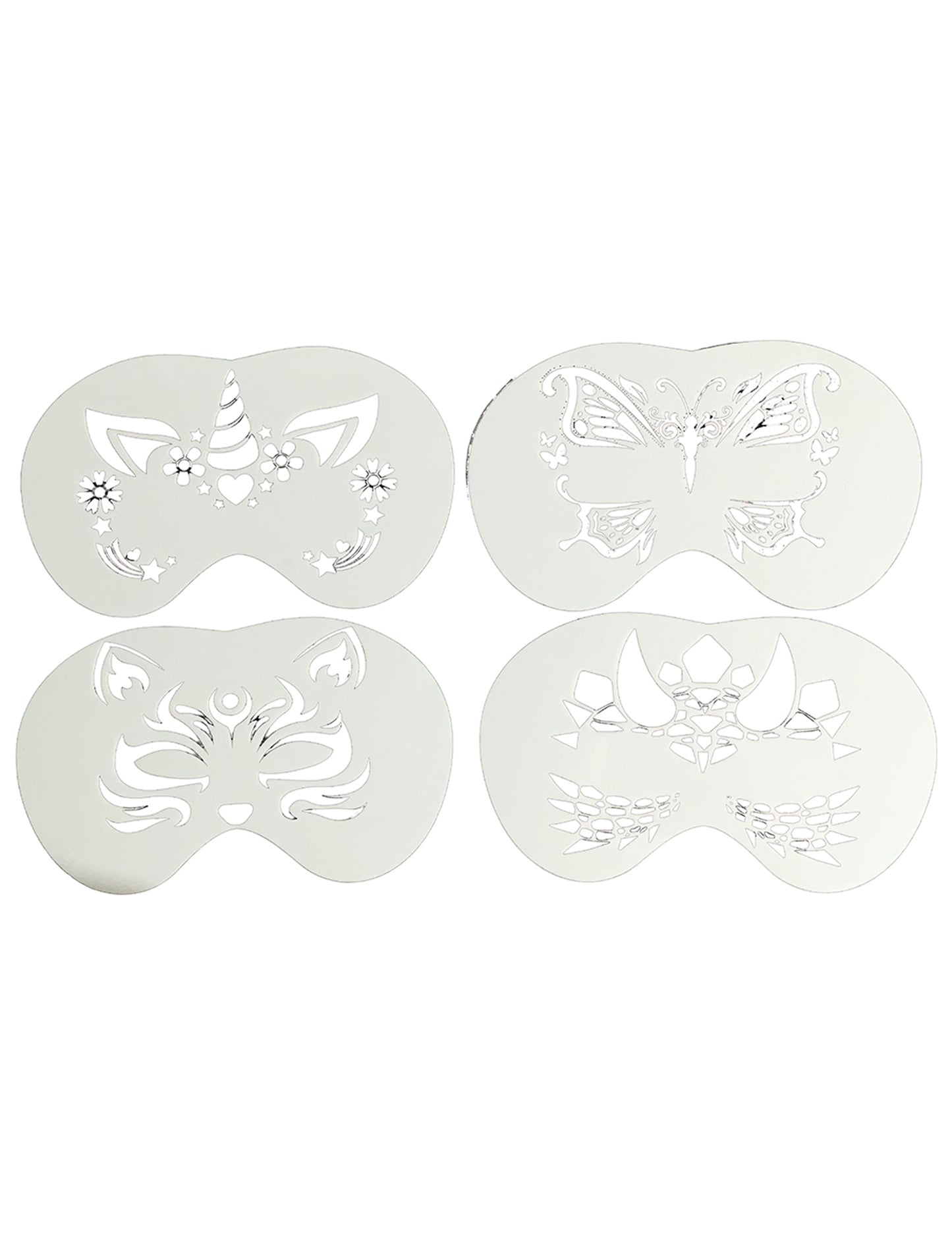 Komplet 4 šablon za poslikavo obraza živali za otroke