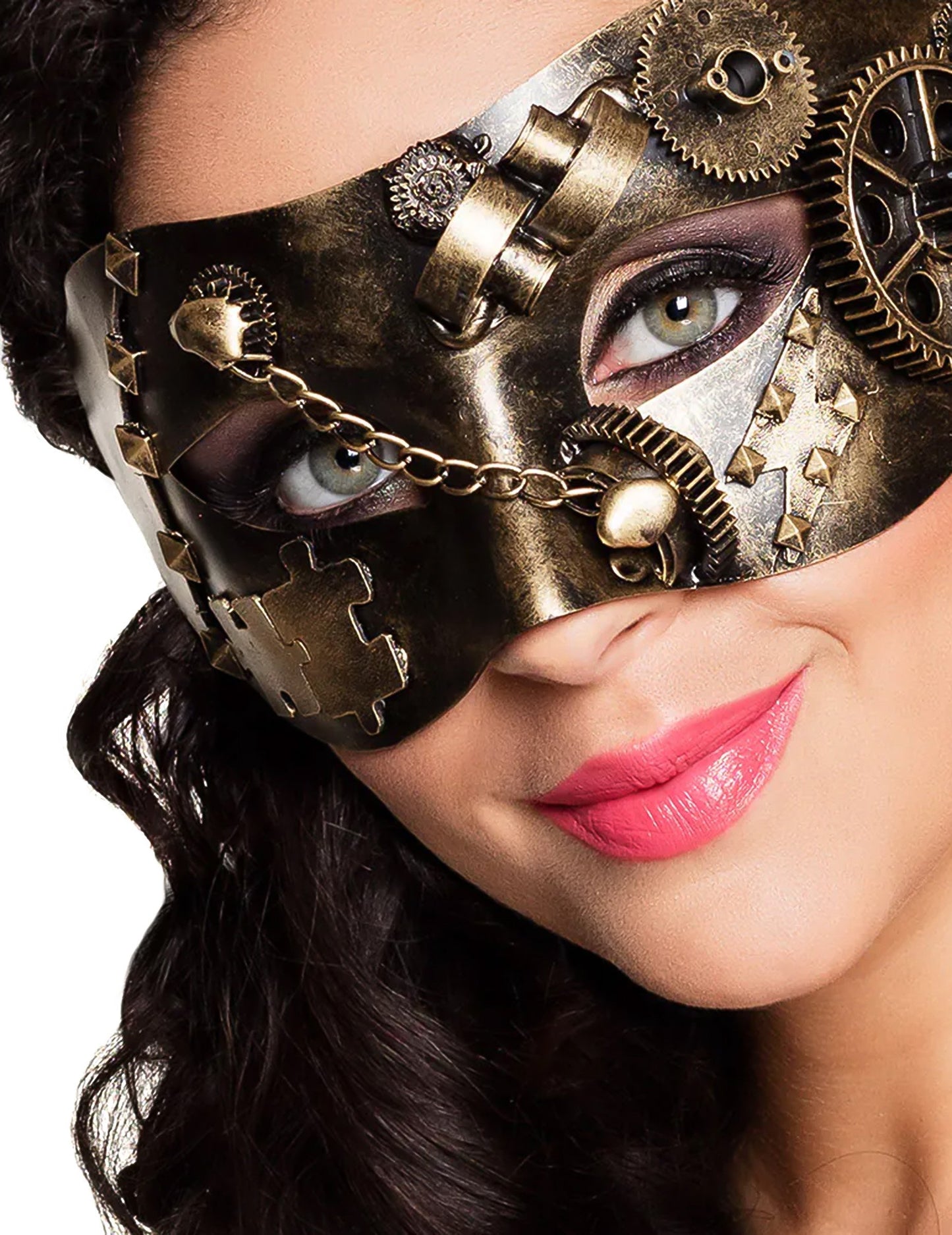 Povečava na nošeni steampunk maski