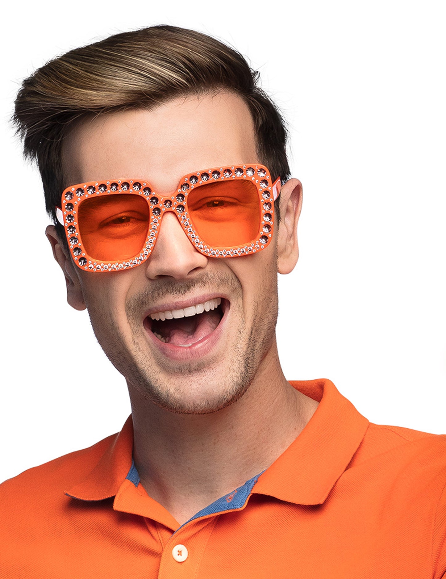 Lunettes à strass orange adulte