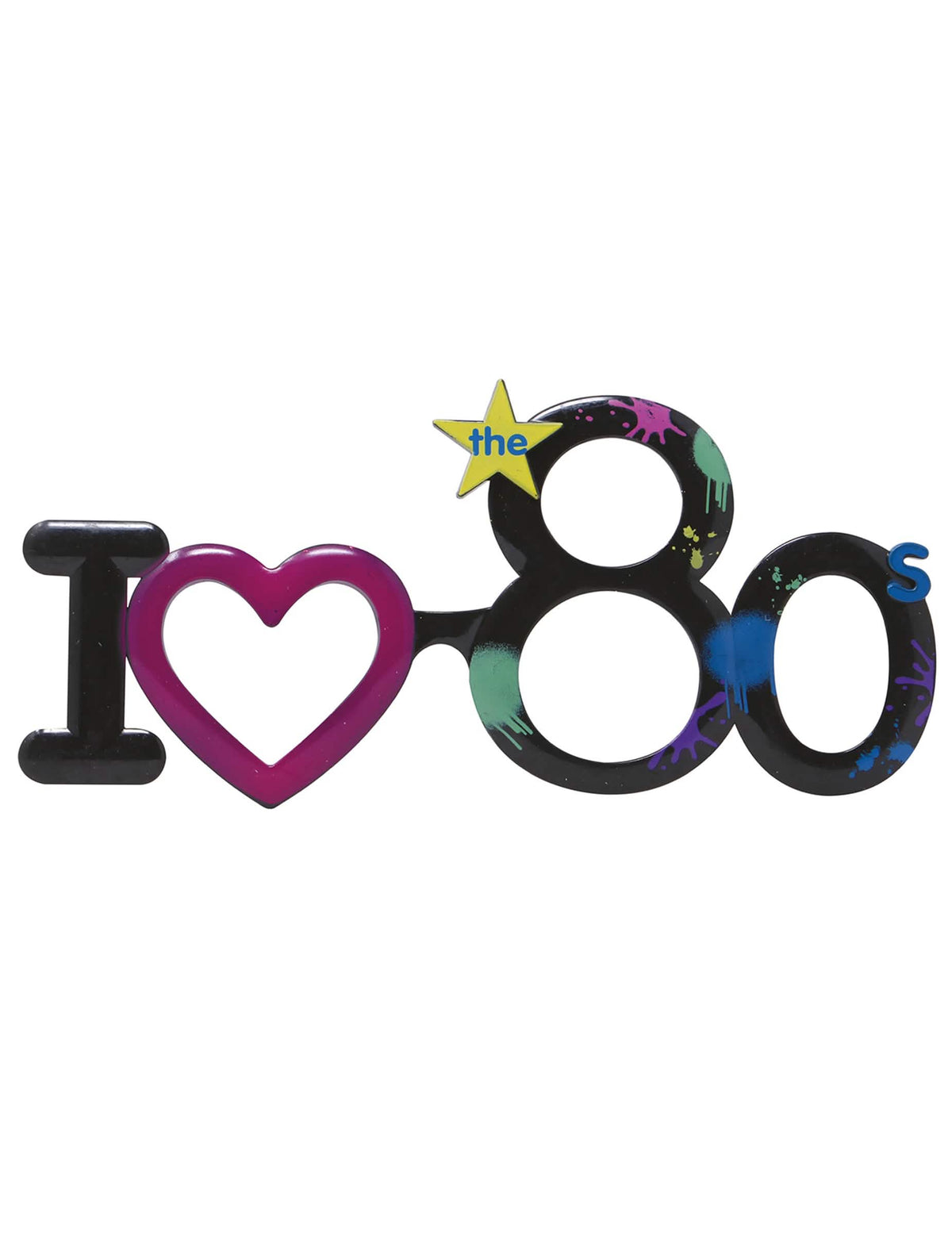 Pogled od spredaj na očala I love 80's za odrasli