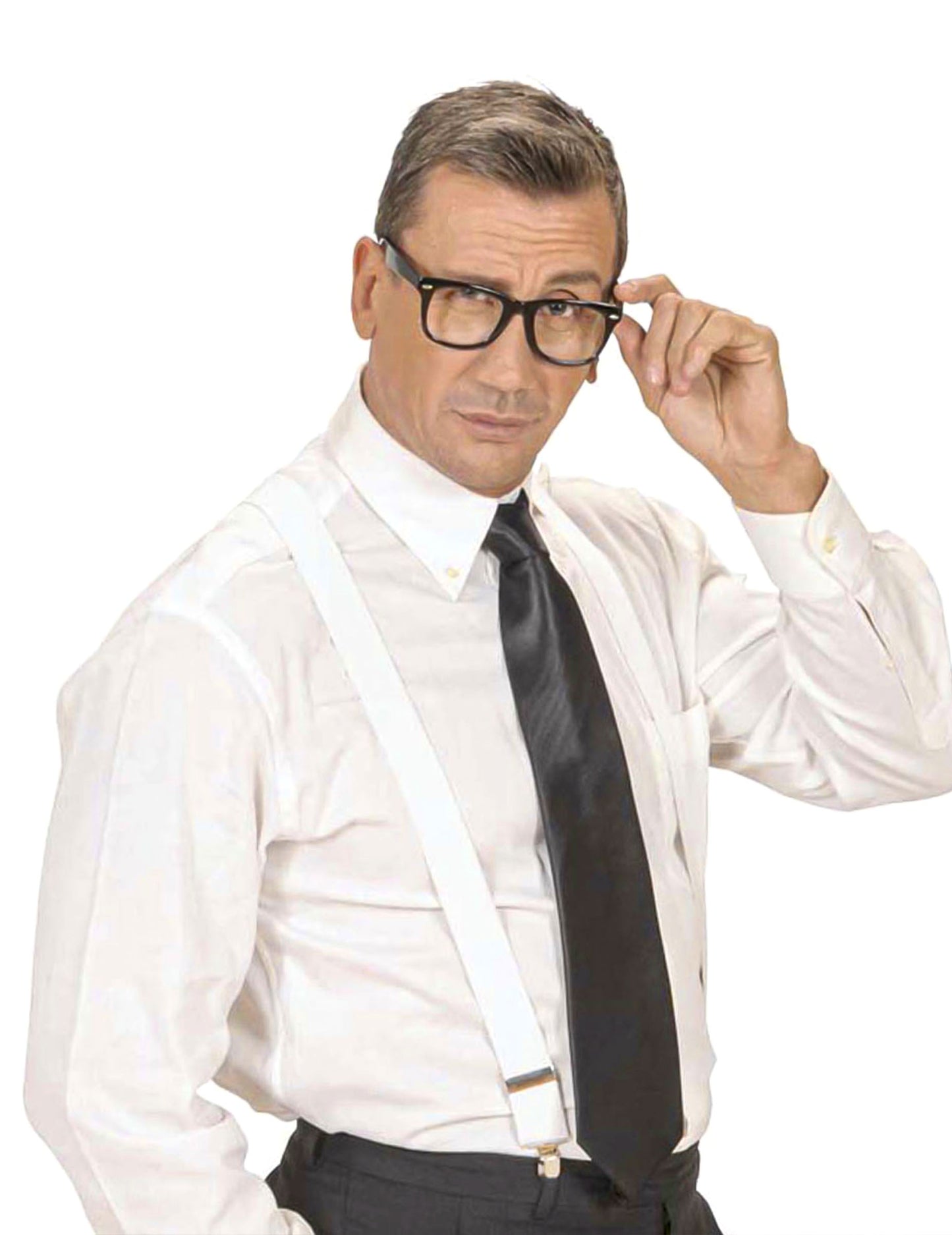 Vue de face des lunettes noires pour adulte à monture épaisse style nerd