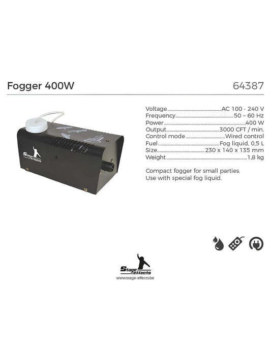 Fiche technique de la machine à fumée 400W