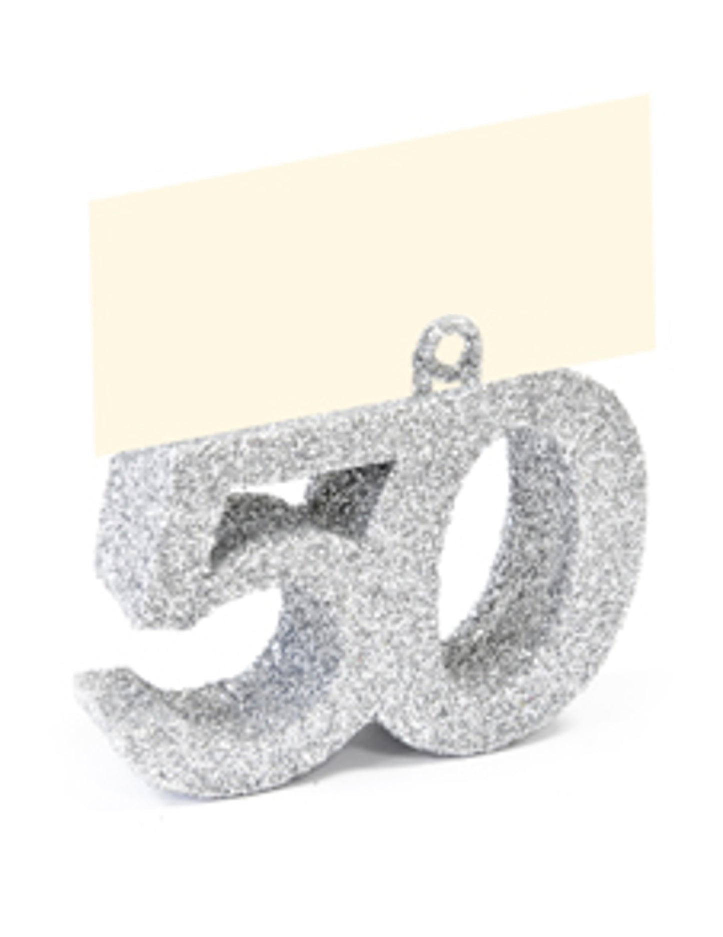 Srebrna bleščeča kartica s številkami 50, 4 x 4 x 1,5 cm cm z imensko oznako