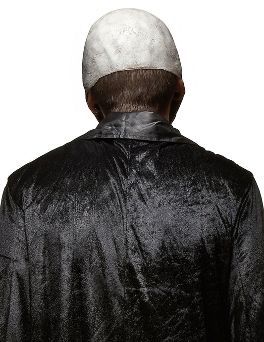 Vue de dos du masque latex crâne effrayant