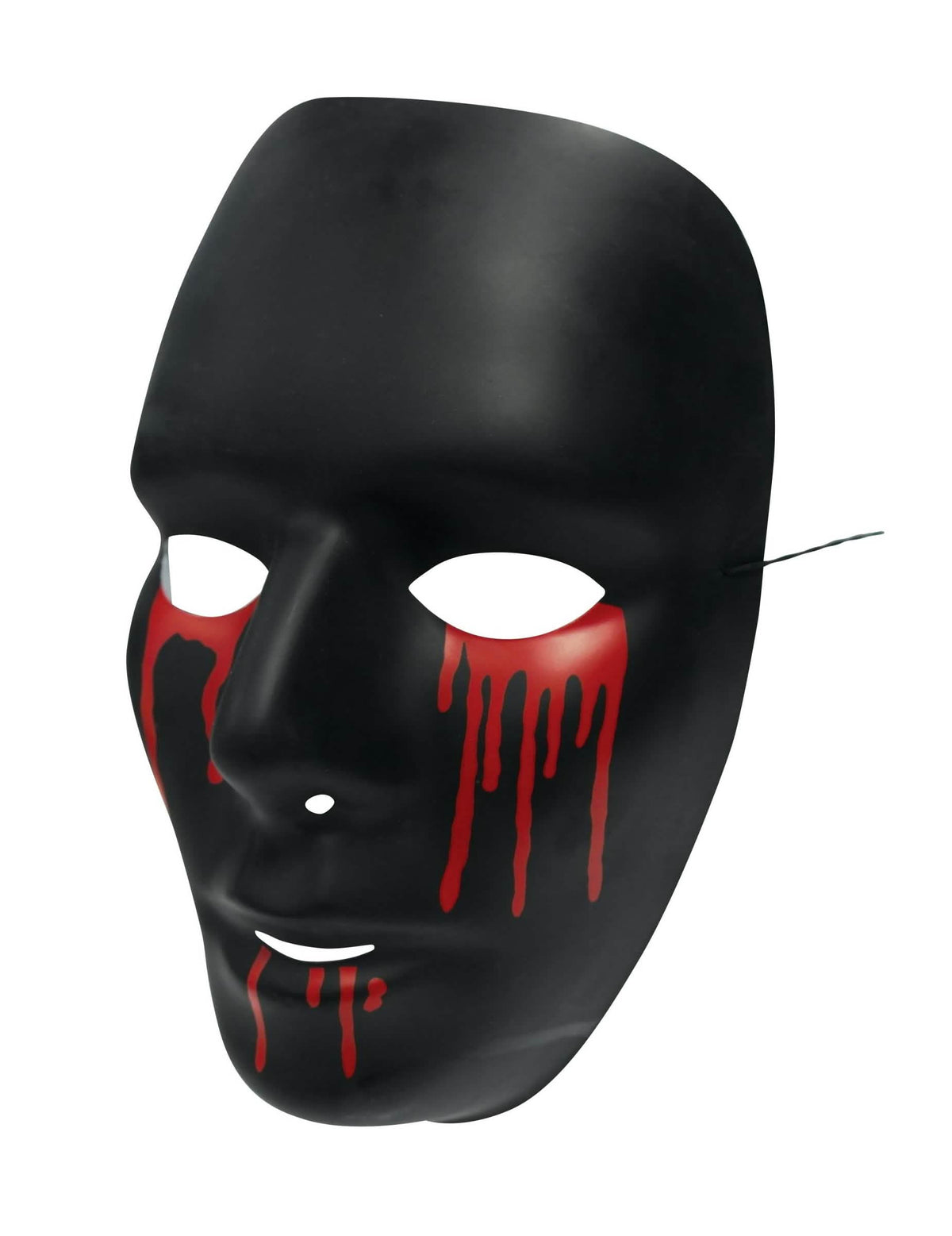 Stranski pogled na črni halloween maska moški z rdečimi krvavimi solzami