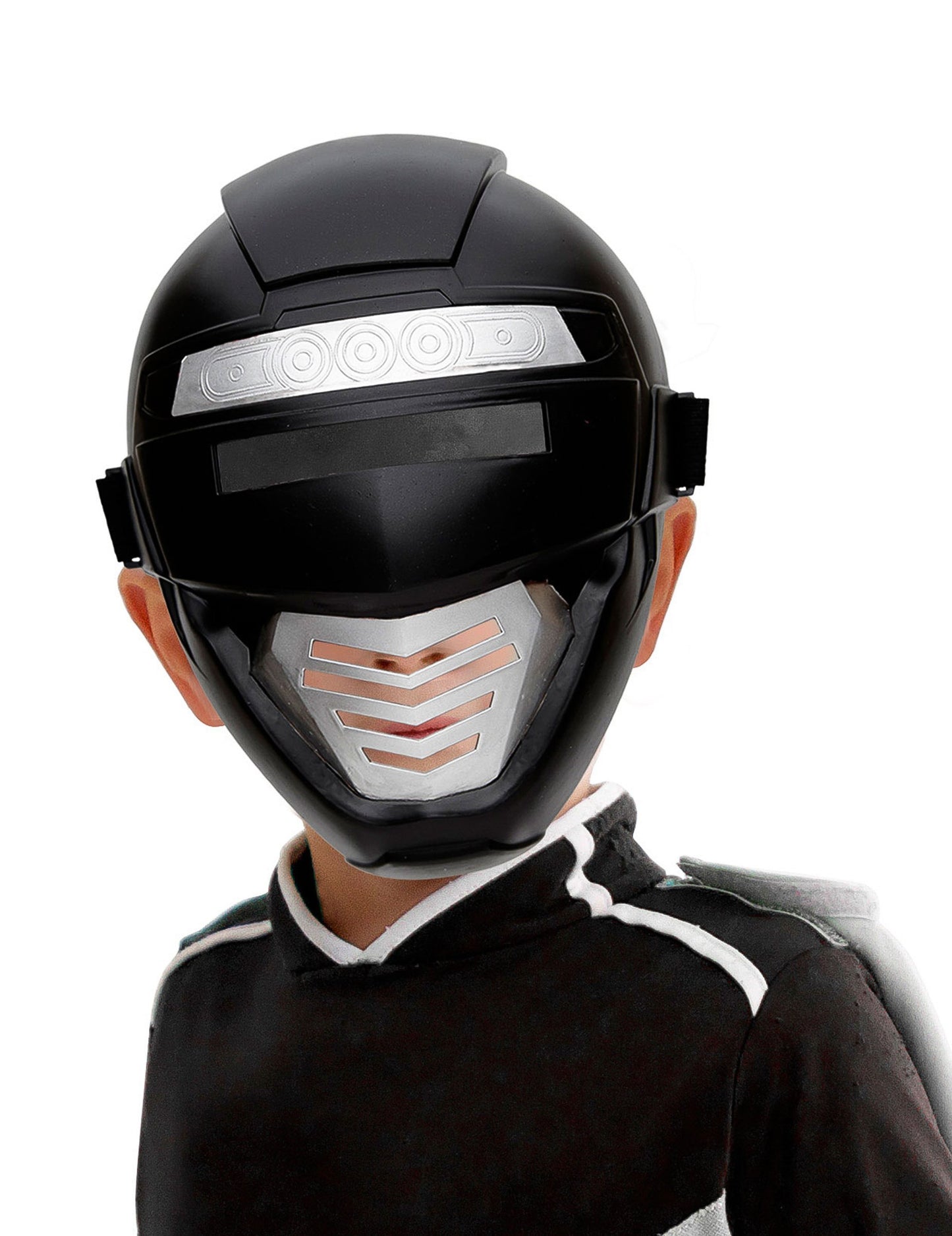 Masque de power robot pour enfant noir et argenté