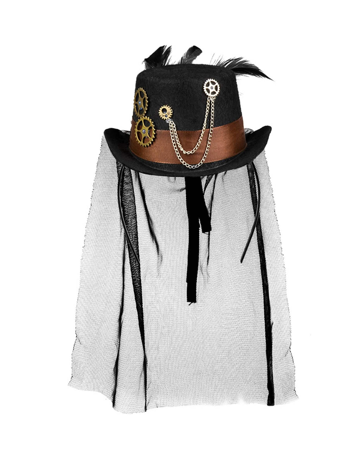 črna tančica mini steampunk klobuka za ženska