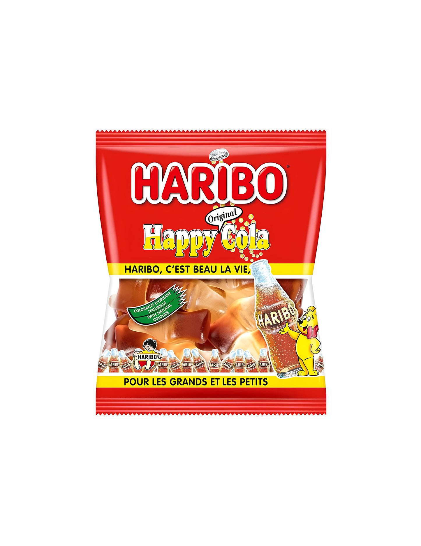 Sachet de bonbons Haribo Happy Cola pour enfant et adulte rouge